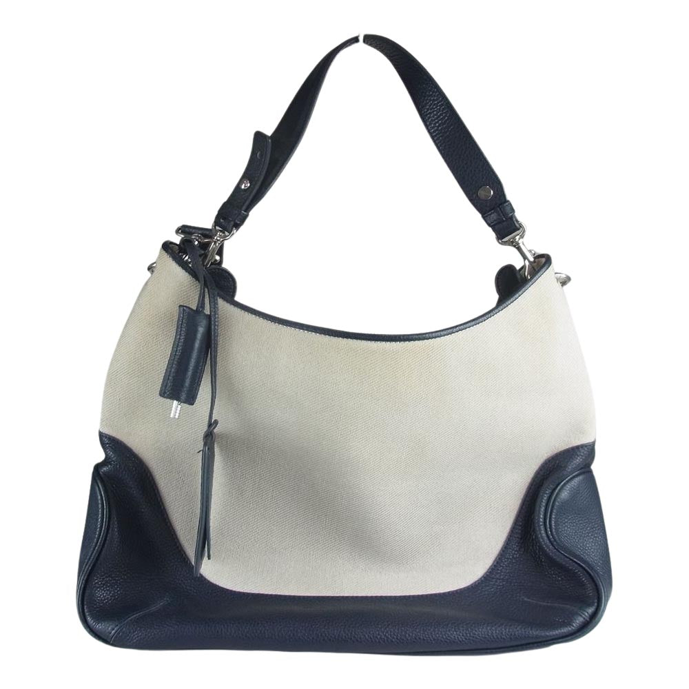 PELLE MORBIDA ペッレモルビダ キャンバス レザー ワンショルダー 2way バッグ  ベージュ系【中古】