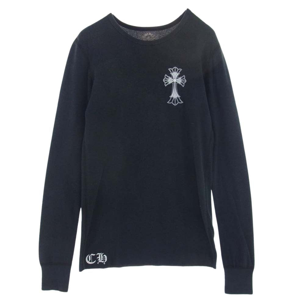 CHROME HEARTS クロムハーツ（原本無） セメタリー CHプラス CHクロスプリント ワッフル サーマル 長袖 カットソー ブラック系 S【中古】