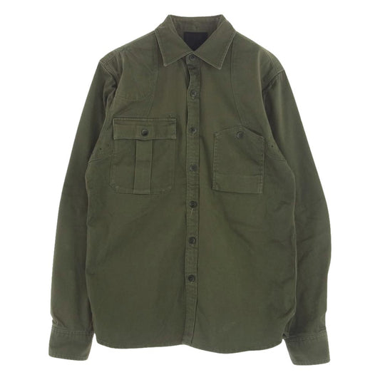 デンハム ミリタリー ワーク 長袖 シャツ カーキ系 M【中古】