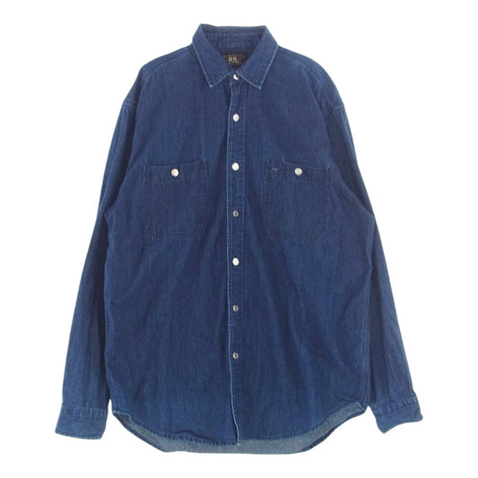 RRL ダブルアールエル デニム ワーク 長袖 シャツ インディゴブルー系 M【中古】