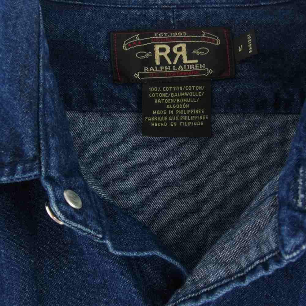 RRL ダブルアールエル デニム ワーク 長袖 シャツ インディゴブルー系 M【中古】