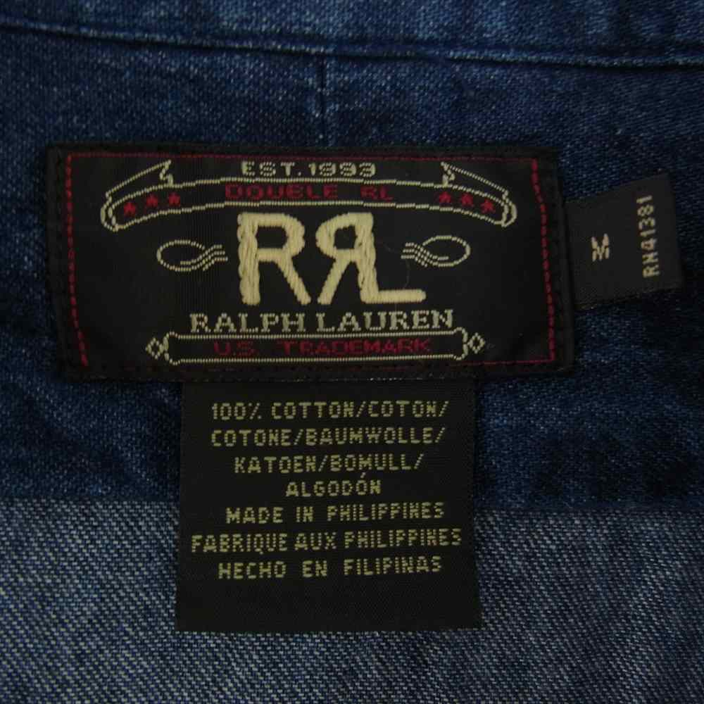 RRL ダブルアールエル デニム ワーク 長袖 シャツ インディゴブルー系 M【中古】
