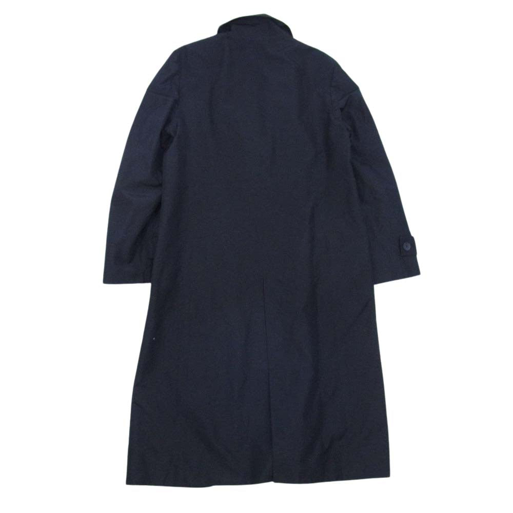 Herno ヘルノ 裏地フラワー総柄 シルク ロング コート ネイビー系 46【中古】