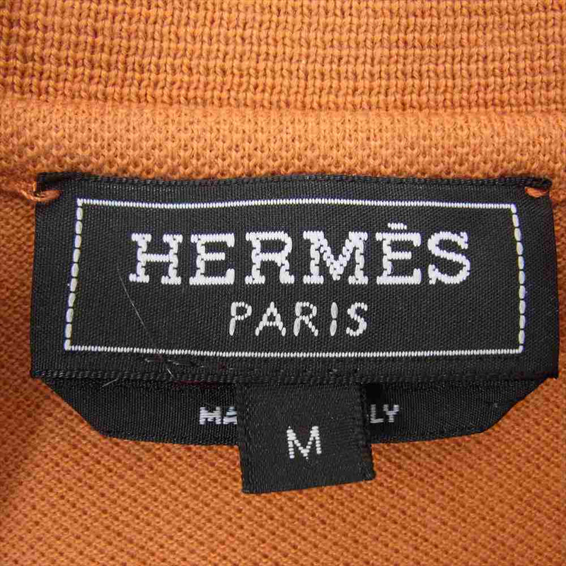 HERMES エルメス ロゴ刺繍 半袖 ポロ シャツ オレンジ系 M【中古】