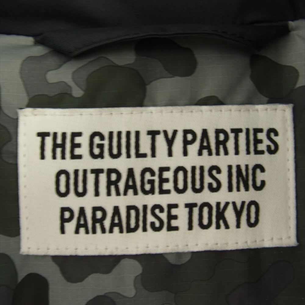 WACKO MARIA ワコマリア 16AW W911QY-WT01 × WILD THINGS HAPPY JACKET フード付き カモフラ プリマロフト ナイロン 中綿ジャケット ブラック系 S【中古】