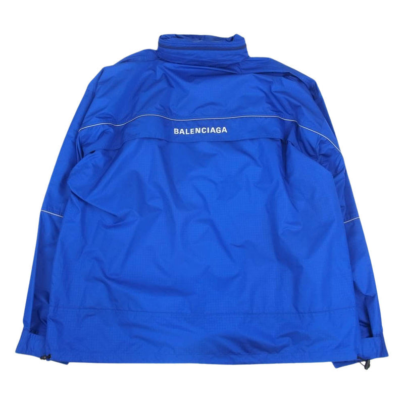 BALENCIAGA バレンシアガ 19SS 556229 TYD33 ロゴ ナイロン アノラック パーカ ジャケット ブルー系 44【美品】【中古】