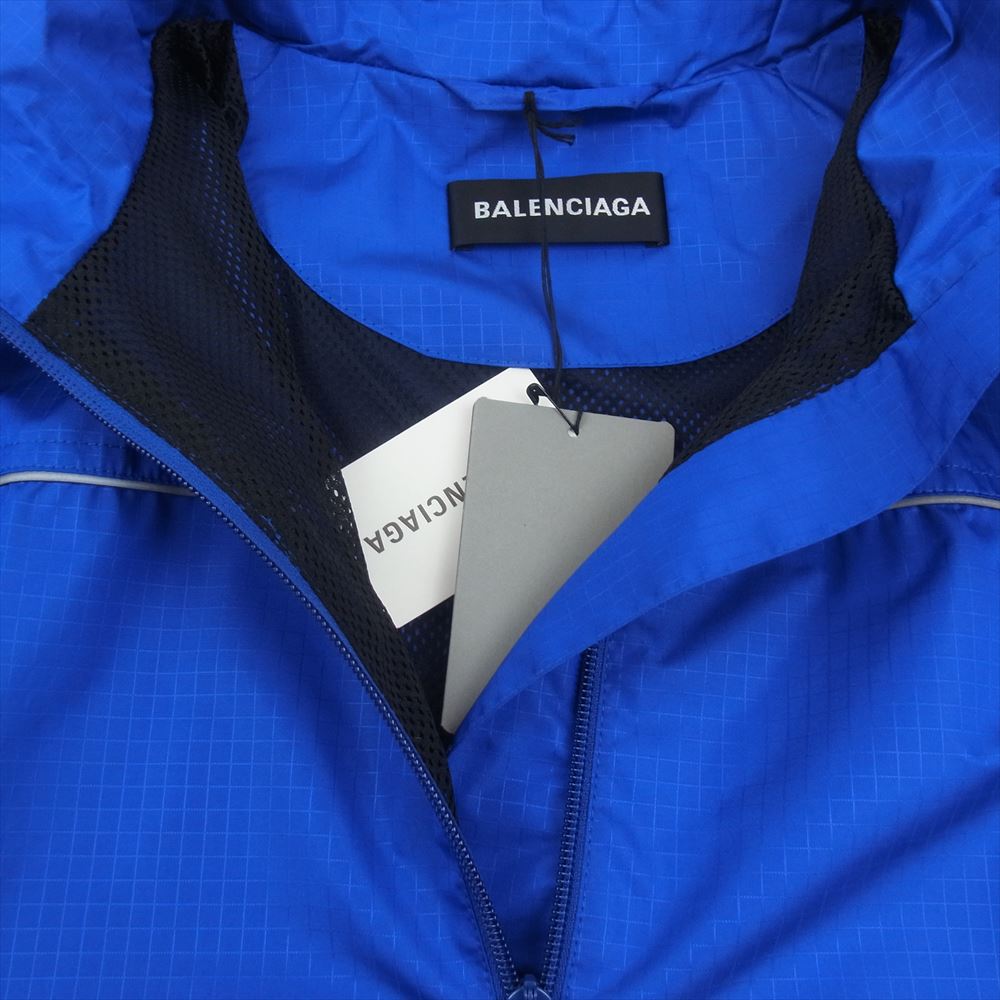 BALENCIAGA バレンシアガ 19SS 556229 TYD33 ロゴ ナイロン アノラック パーカ ジャケット ブルー系 44【美品】【中古】