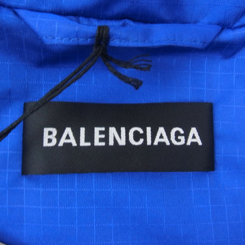 BALENCIAGA バレンシアガ 19SS 556229 TYD33 ロゴ ナイロン アノラック パーカ ジャケット ブルー系 44【美品】【中古】