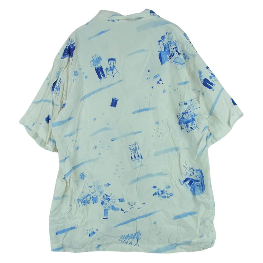 PORTER CLASSIC ポータークラシック 17SS ALOHA SHIRT HAWAIIAN ハワイアン アロハ 半袖 シャツ オフホワイト系 ブルー系 M【中古】