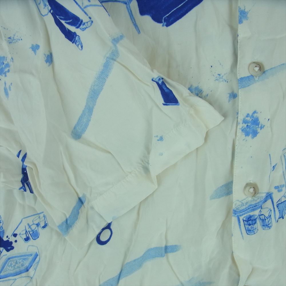 PORTER CLASSIC ポータークラシック 17SS ALOHA SHIRT HAWAIIAN ハワイアン アロハ 半袖 シャツ オフホワイト系 ブルー系 M【中古】