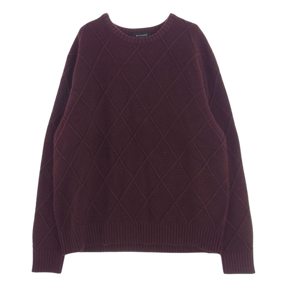 メルヴィンス ケーブル ニット セーター エンジ系 XL【中古】