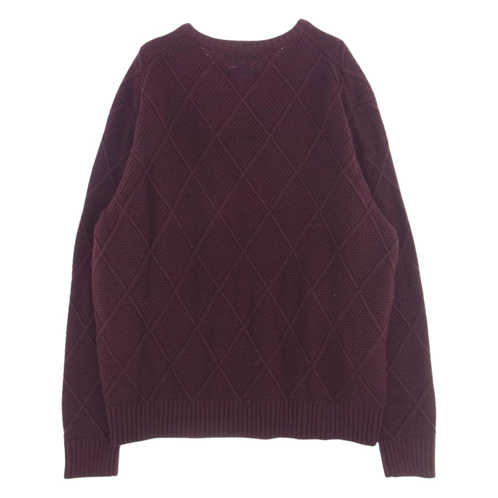 メルヴィンス ケーブル ニット セーター エンジ系 XL【中古】