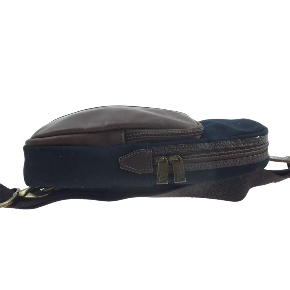 ボンファンティ 261944 キャンバス レザー ショルダーバッグ ブラック系 ブラウン系【美品】【中古】