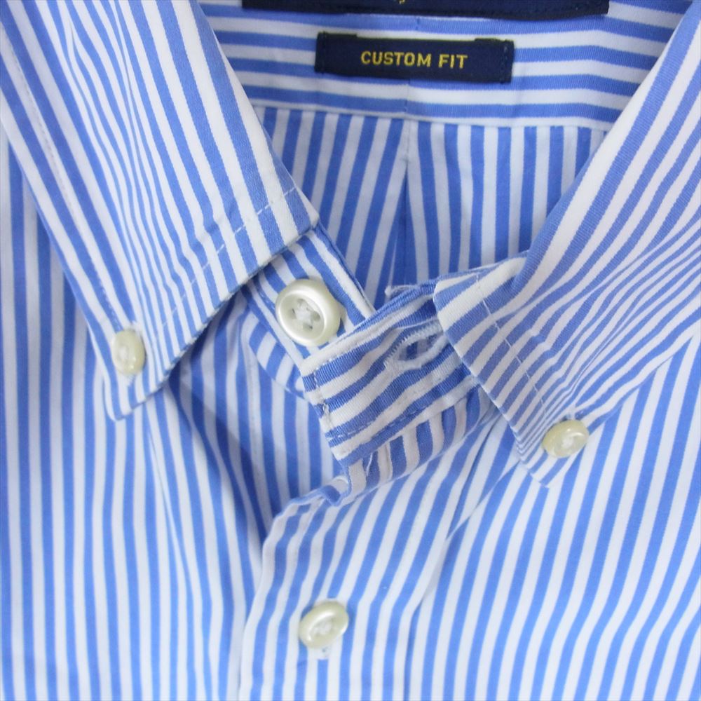 RALPH LAUREN ラルフローレン CLASSIC FIT クラシック フィット ストライプ ボタンダウン 長袖 シャツ ブルー系 XL【中古】