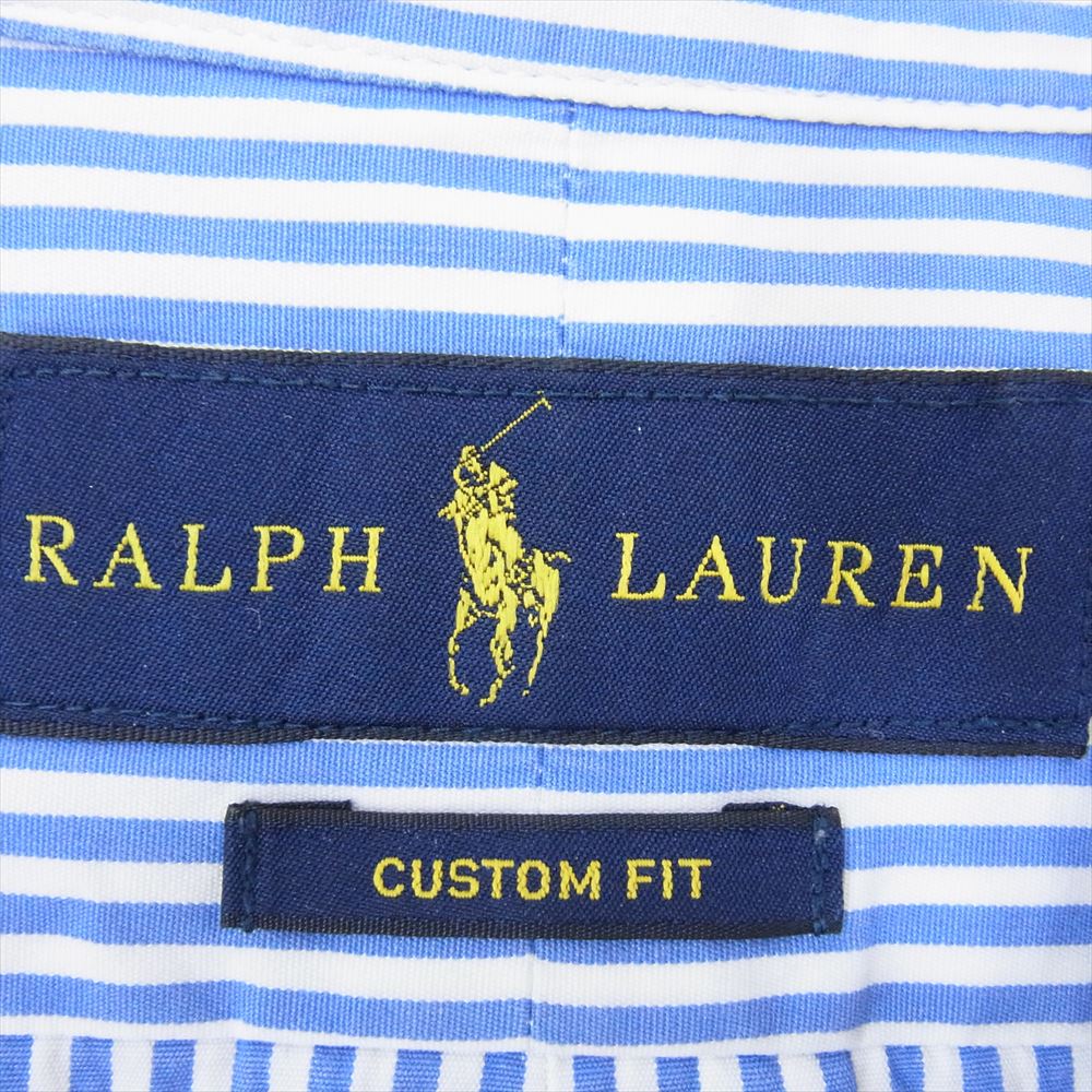 RALPH LAUREN ラルフローレン CLASSIC FIT クラシック フィット ストライプ ボタンダウン 長袖 シャツ ブルー系 XL【中古】