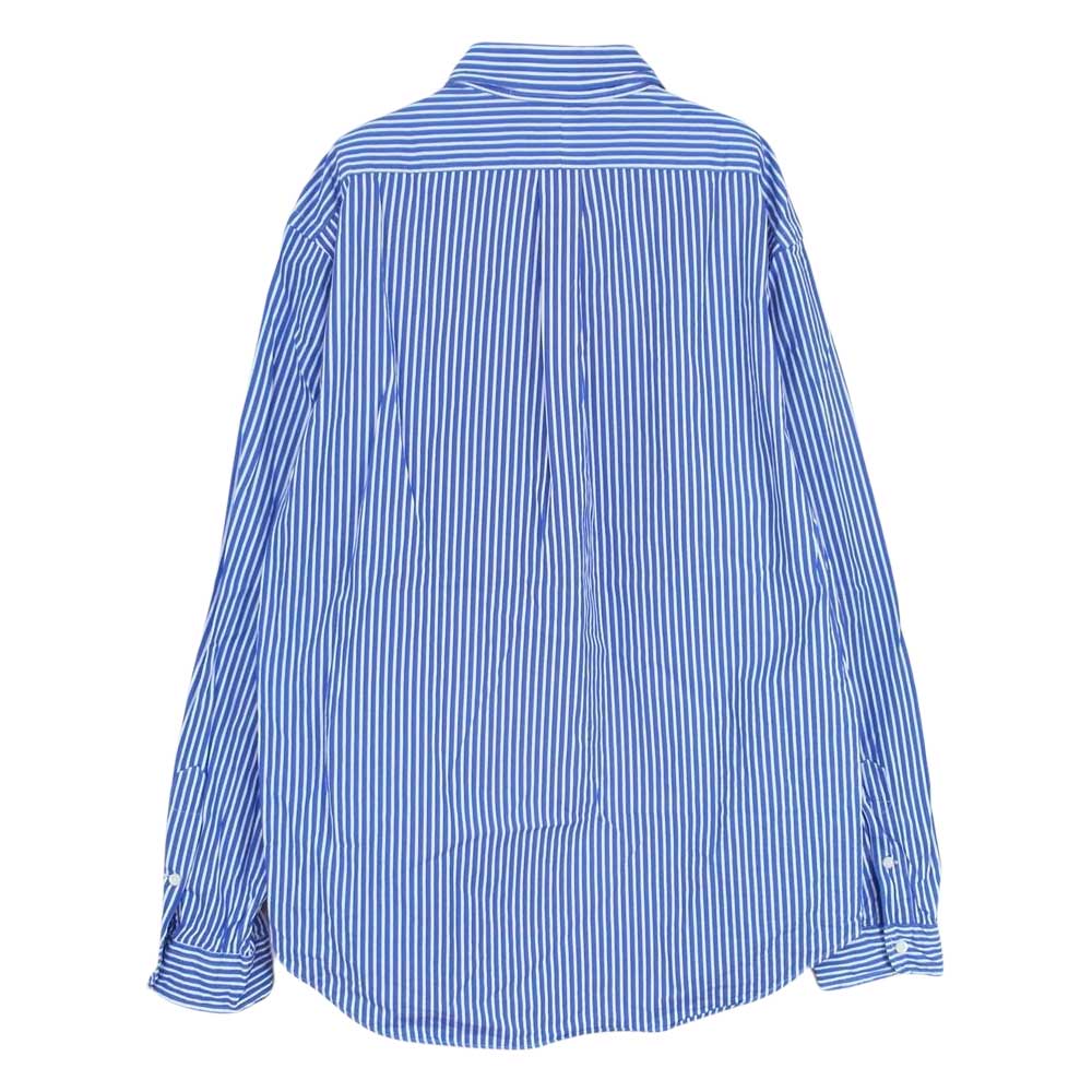 RALPH LAUREN ラルフローレン SLIM FIT スリム フィット ストライプ ボタンダウン 長袖 シャツ ブルー系 XL【中古】