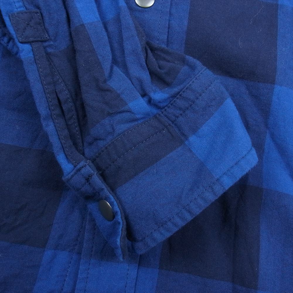 LACOSTE ラコステ ブロックチェック ロゴ ワッペン ワークシャツ ブラック系 ネイビー系 41【中古】