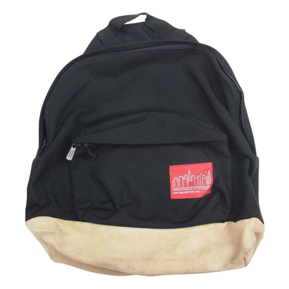 Manhattan Portage マンハッタンポーテージ スエード切替 バックパック リュック ブラック系【中古】