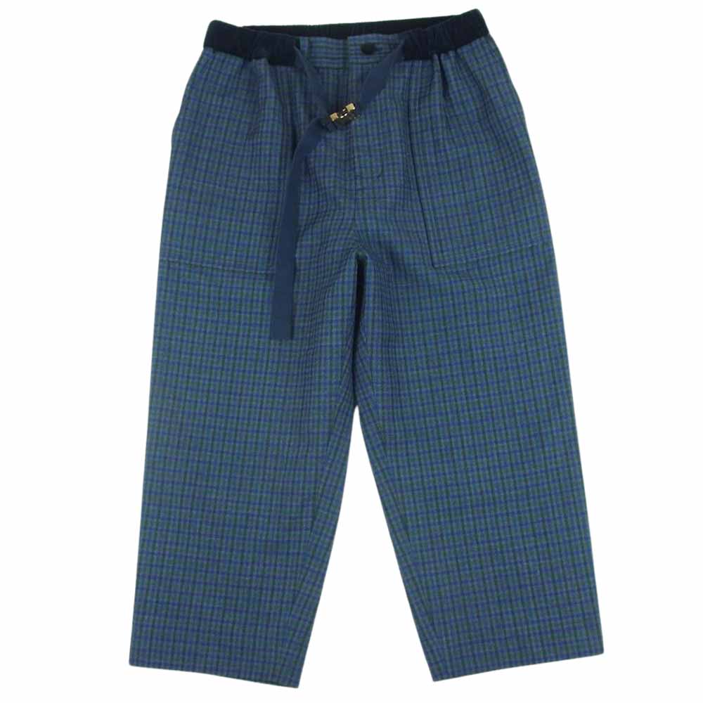 Sacai サカイ 19AW 19-02088M ガンクラブチェック ベルテッド イージー パンツ ブルー系 グリーン系 グレー系 2【中古】