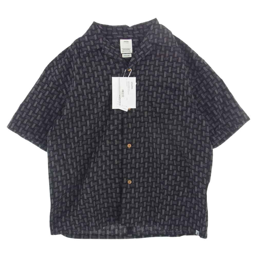 VISVIM ビズビム 23SS 0123105011014 WALLIS SHIRT S/S KASURI ウォーリス 絣 半袖 シャツ ブラック系 2【新古品】【未使用】【中古】