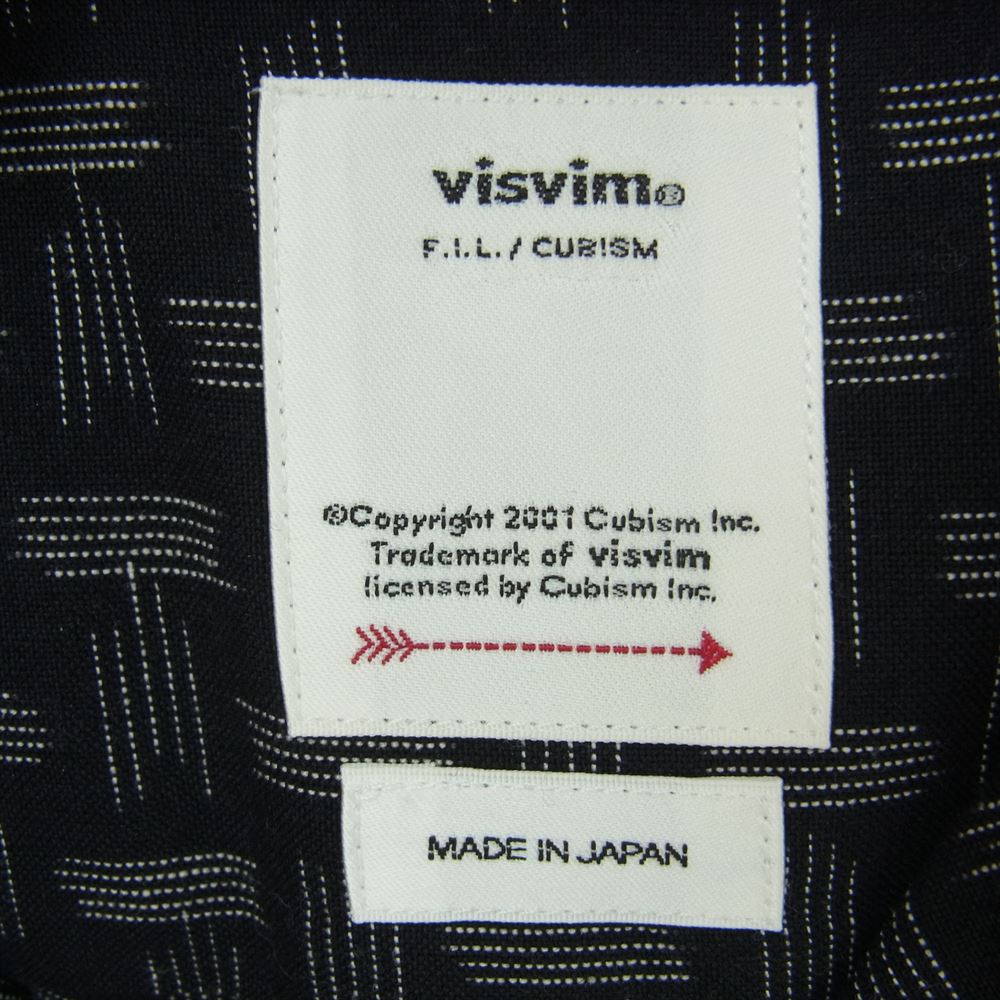 VISVIM ビズビム 23SS 0123105011014 WALLIS SHIRT S/S KASURI ウォーリス 絣 半袖 シャツ ブラック系 2【新古品】【未使用】【中古】