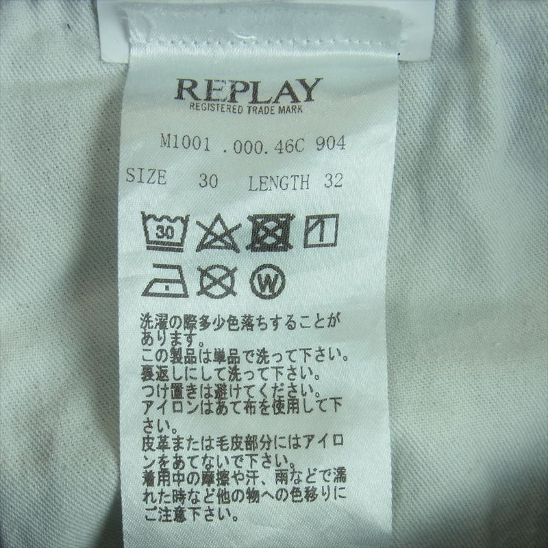 REPLAY リプレイ M1001 セルビッチ 赤耳 ボタンフライ デニム パンツ イタリア製 インディゴブルー系 30 L32【中古】