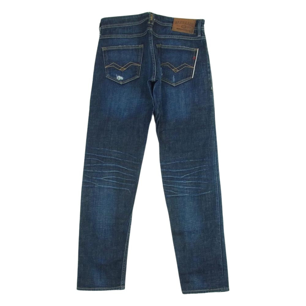 REPLAY リプレイ STRETCH SELVEDGE セルビッチ リペア ストレート デニム パンツ トルコ製 インディゴブルー系 W30 L32【中古】
