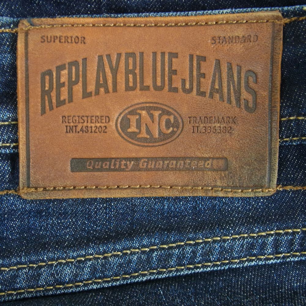 REPLAY リプレイ STRETCH SELVEDGE セルビッチ リペア ストレート デニム パンツ トルコ製 インディゴブルー系 W30 L32【中古】