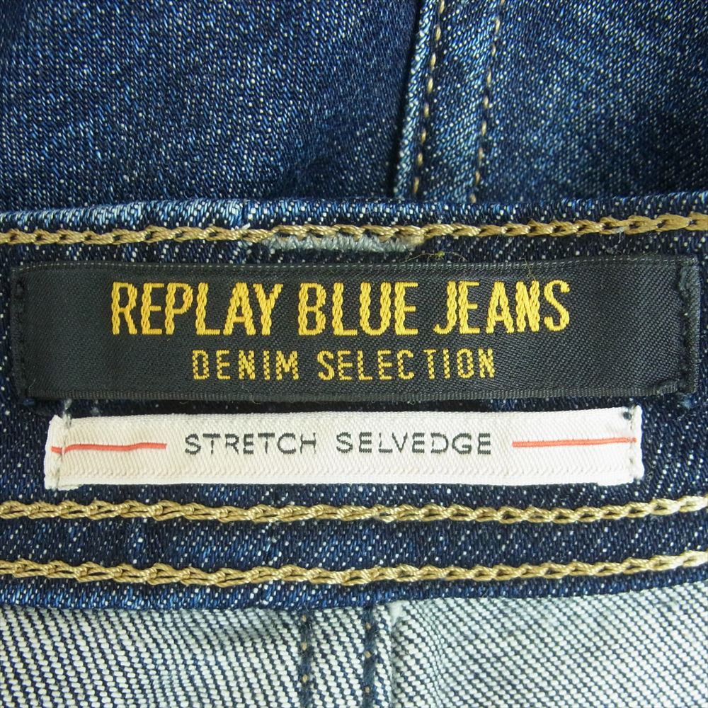 REPLAY リプレイ STRETCH SELVEDGE セルビッチ リペア ストレート デニム パンツ トルコ製 インディゴブルー系 W30 L32【中古】
