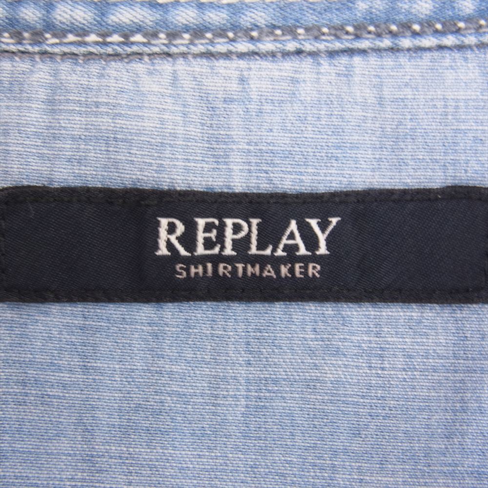 REPLAY リプレイ M4860B 7oz ディープ ブルー デニム 長袖 シャツ インディゴブルー系 M【中古】