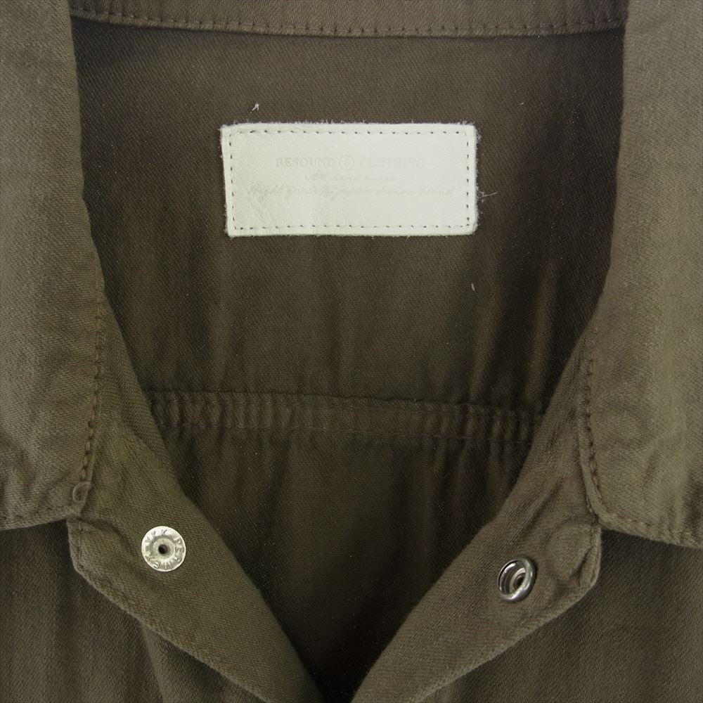 リサウンドクロージング 3RD SHIRT サードタイプ デニム 長袖 シャツ カーキ系 3【中古】