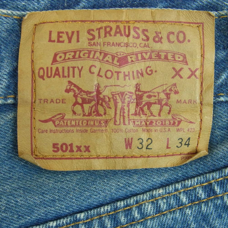 Levi's リーバイス USA製 501 レギュラー ボタン裏520 ストレート デニム パンツ インディゴブルー系 W32 L34【中古】