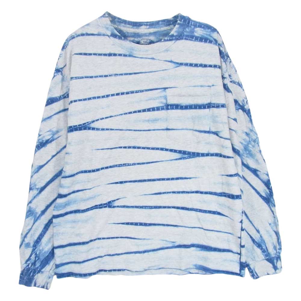 TENDERLOIN テンダーロイン T-TEE TIE DYE LONG タイダイ クルーネック ロングスリーブ ポケット付き 長袖 Tシャツ ブルー系 L【中古】