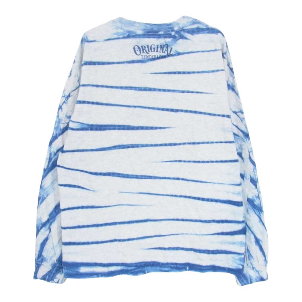 TENDERLOIN テンダーロイン T-TEE TIE DYE LONG タイダイ クルーネック ロングスリーブ ポケット付き 長袖 Tシャツ ブルー系 L【中古】