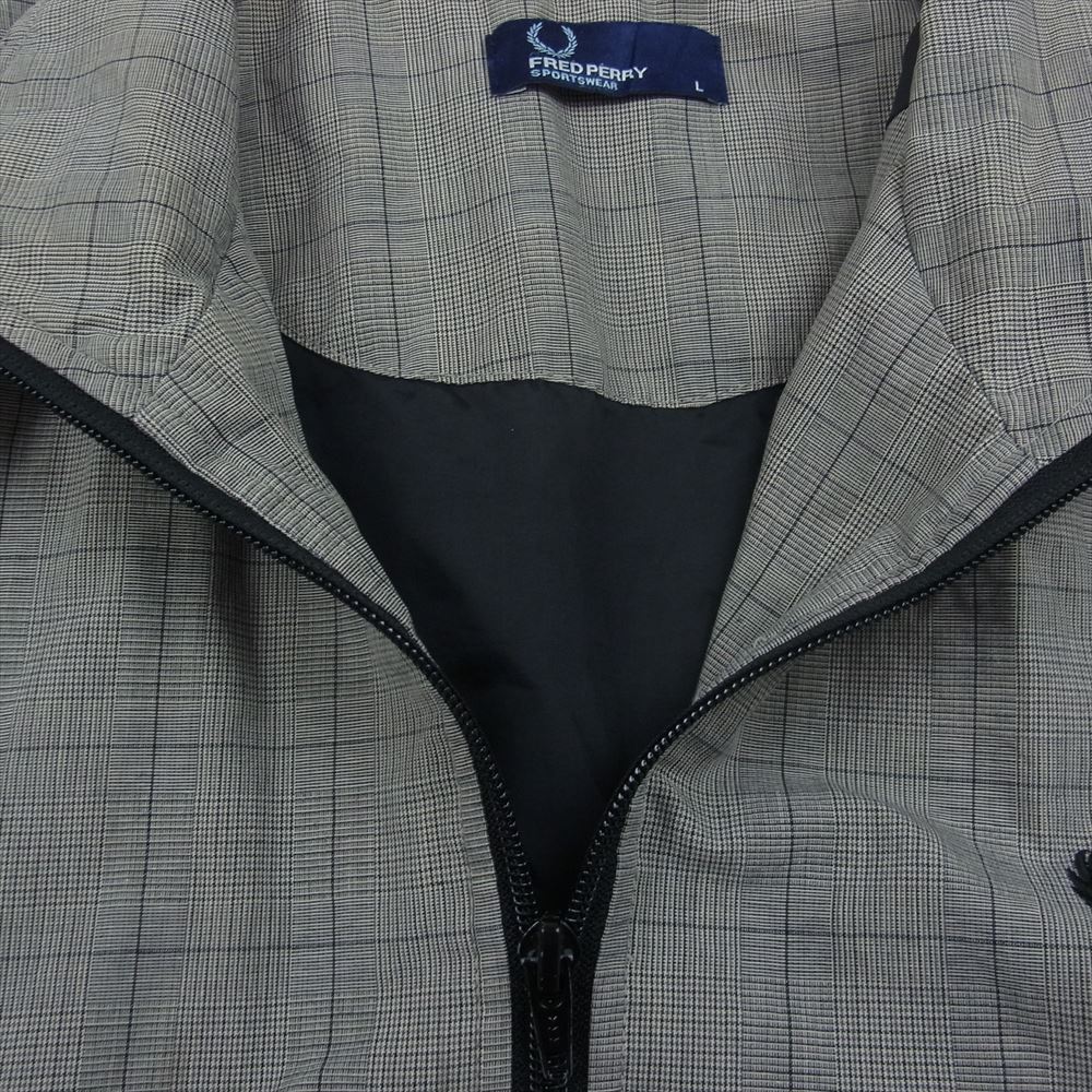 FRED PERRY フレッドペリー J7624 グレンチェック フルジップ ジップアップ ハリントン ジャケット ブルゾン グレー系 L【中古】