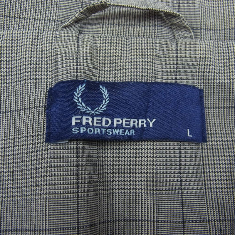 FRED PERRY フレッドペリー J7624 グレンチェック フルジップ ジップアップ ハリントン ジャケット ブルゾン グレー系 L【中古】