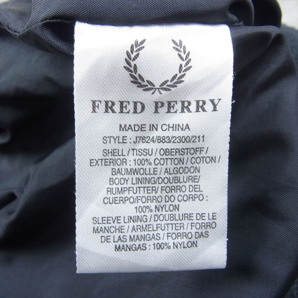 FRED PERRY フレッドペリー J7624 グレンチェック フルジップ ジップアップ ハリントン ジャケット ブルゾン グレー系 L【中古】