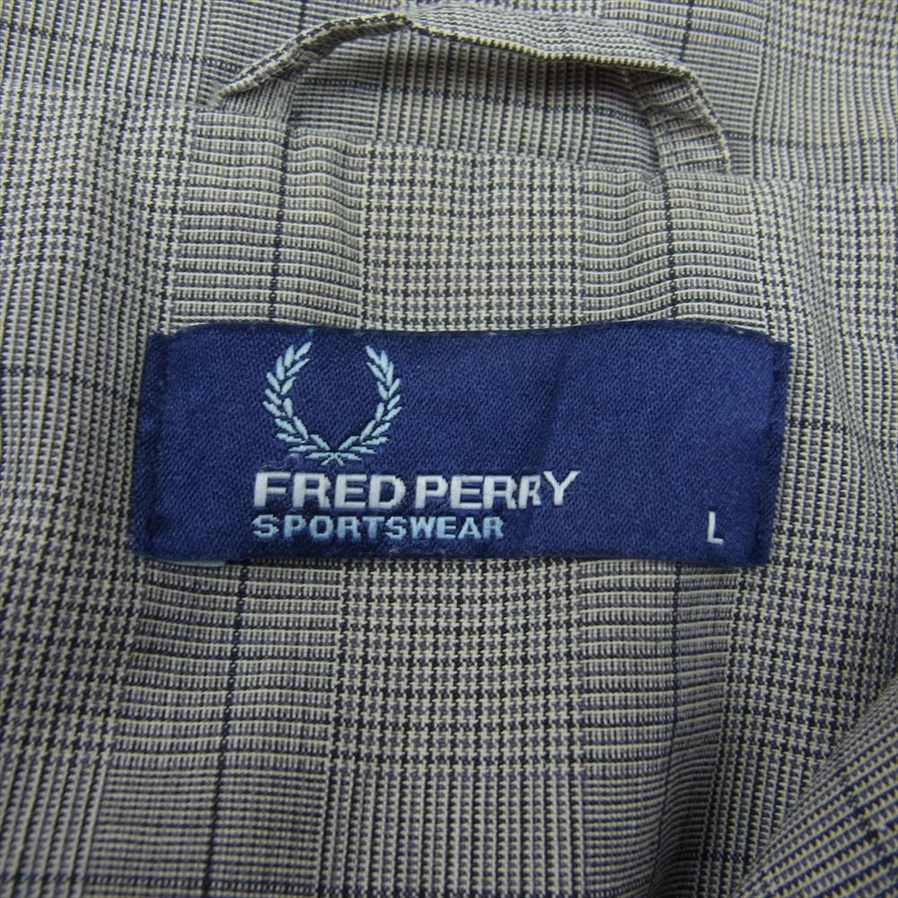 FRED PERRY フレッドペリー J7624 グレンチェック フルジップ ジップアップ ハリントン ジャケット ブルゾン グレー系 L【中古】