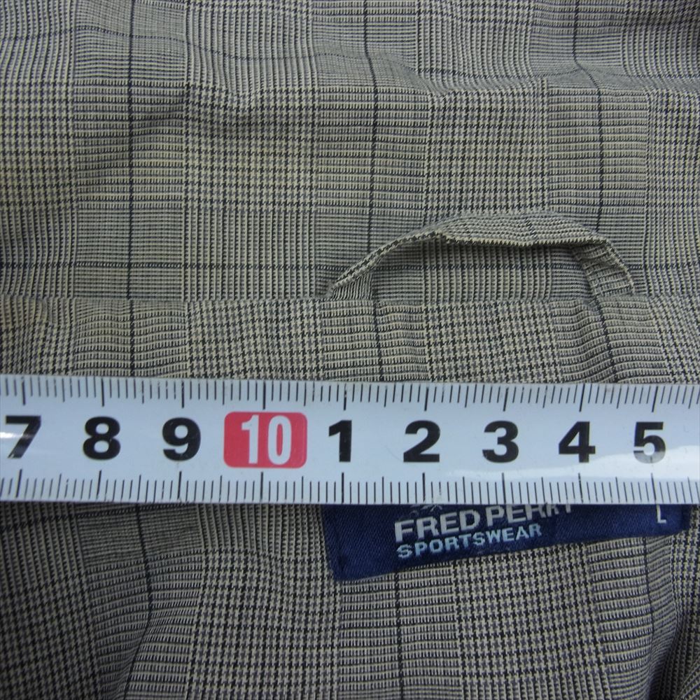 FRED PERRY フレッドペリー J7624 グレンチェック フルジップ ジップアップ ハリントン ジャケット ブルゾン グレー系 L【中古】