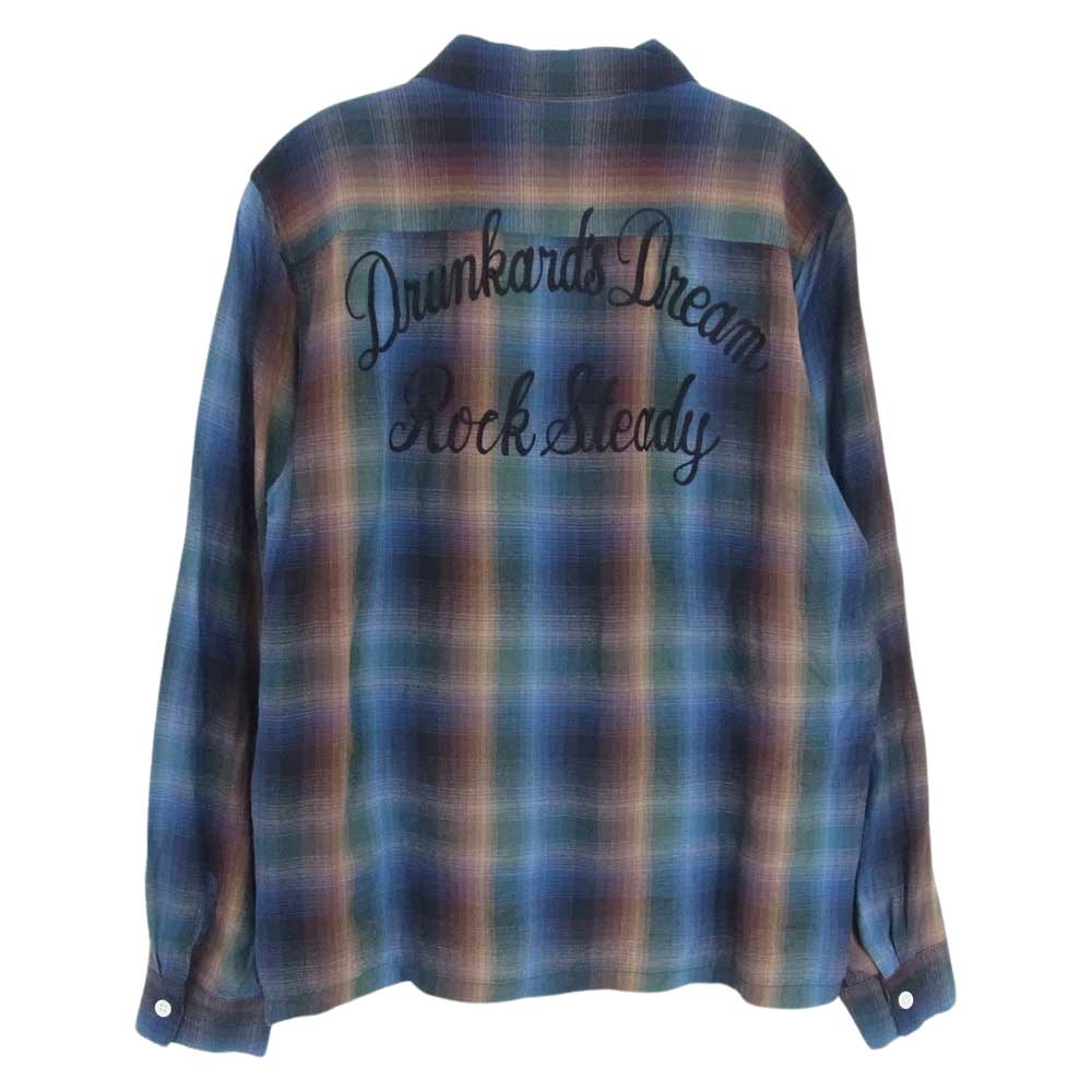 ワコマリア オンブレチェックレーヨンシャツ刺繍ロゴ WACKO MARIA