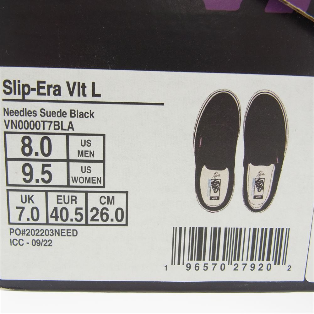Needles ニードルス VANS バンズ別注 SLIP VLT L ERA エラ スリッポン スニーカー ブラック系 26cm【新古品】【未使用】【中古】