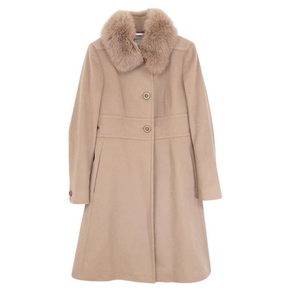 MAX MARA マックスマーラ 銀タグ セカンドライン オーティーエスタグ フアー襟 ウール コート ブラウン系 42【中古】