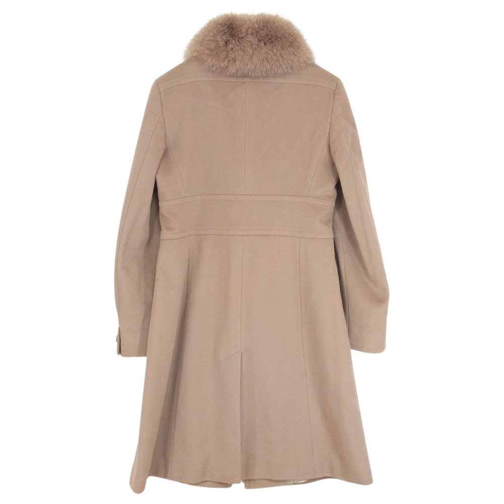MAX MARA マックスマーラ 銀タグ セカンドライン オーティーエスタグ フアー襟 ウール コート ブラウン系 42【中古】