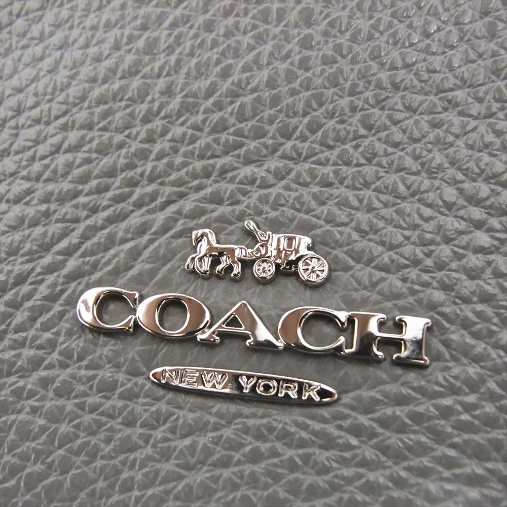 COACH コーチ F32470 ロゴタイプ 2WAY レザー ハンド ショルダー バッグ グレー系【中古】