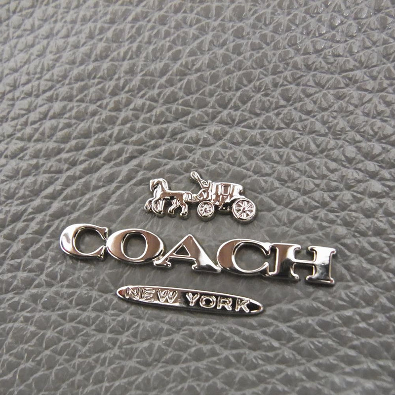 COACH コーチ F32470 ロゴタイプ 2WAY レザー ハンド ショルダー バッグ グレー系【中古】