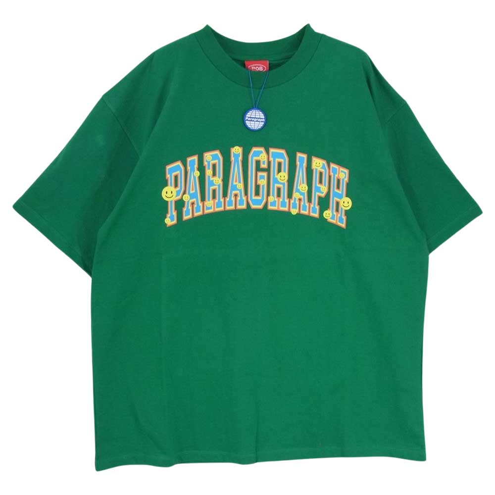 パラグラフ SMILE ARCH LOGO PRINT Tee スマイル アーチロゴ プリント Tシャツ グリーン系 サイズ表記無【極上美品】【中古】