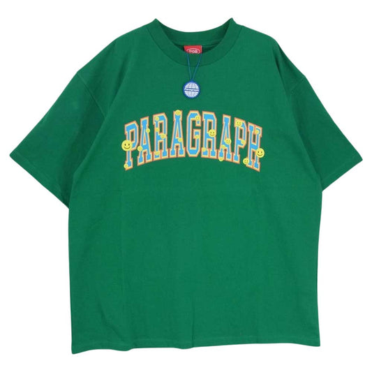 パラグラフ SMILE ARCH LOGO PRINT Tee スマイル アーチロゴ プリント Tシャツ グリーン系 サイズ表記無【極上美品】【中古】