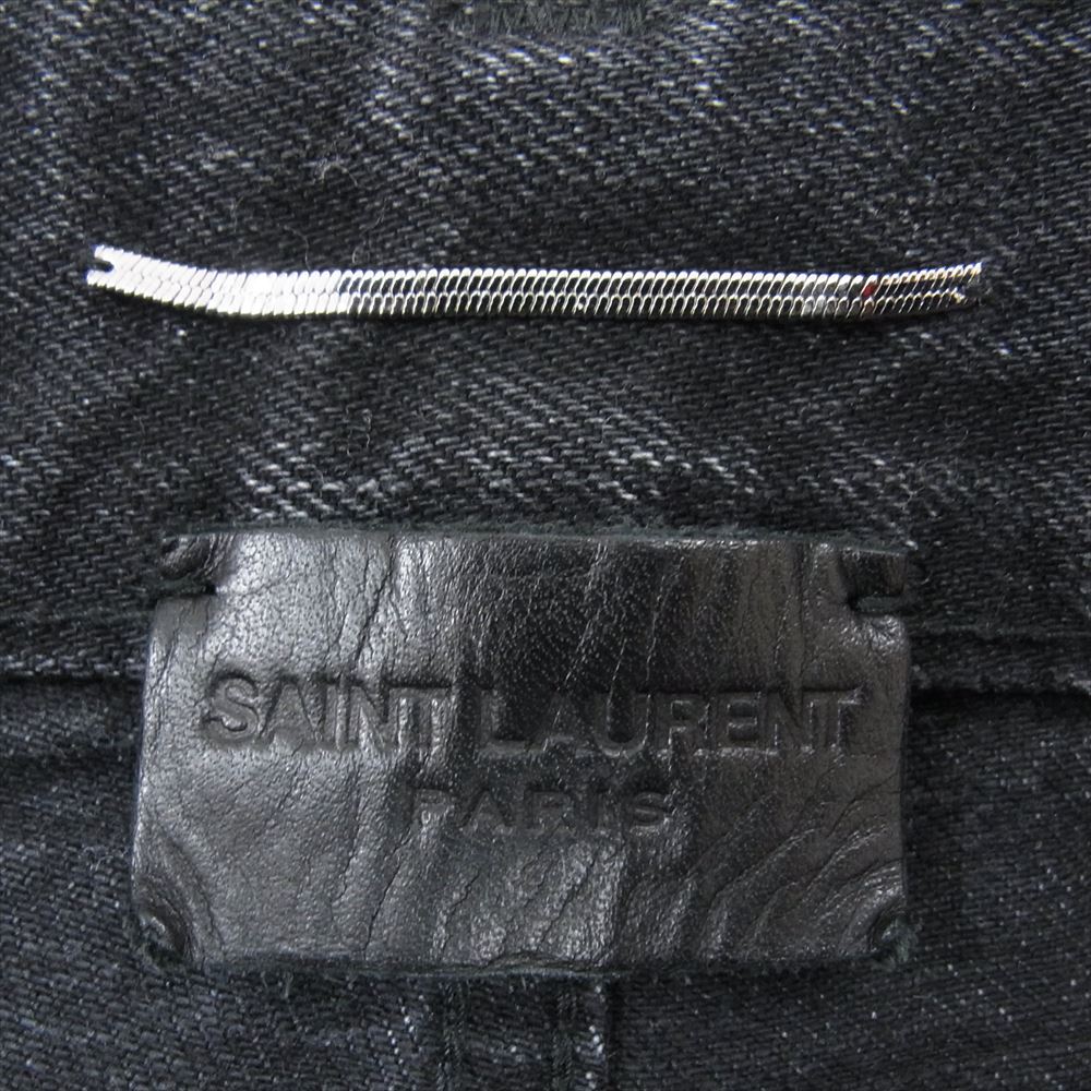 SAINT LAURENT サンローラン 527389 YA899  SKINNY-FIT JEANS IN COATED BLACK DENIM スキニーフィット ダメージ加工 デニムパンツ ジーンズ ブラック系 30【中古】