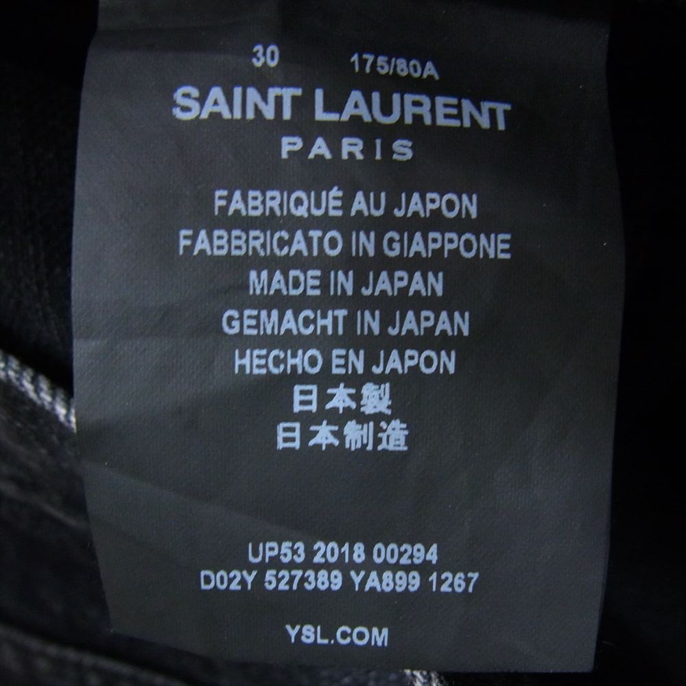 SAINT LAURENT サンローラン 527389 YA899  SKINNY-FIT JEANS IN COATED BLACK DENIM スキニーフィット ダメージ加工 デニムパンツ ジーンズ ブラック系 30【中古】