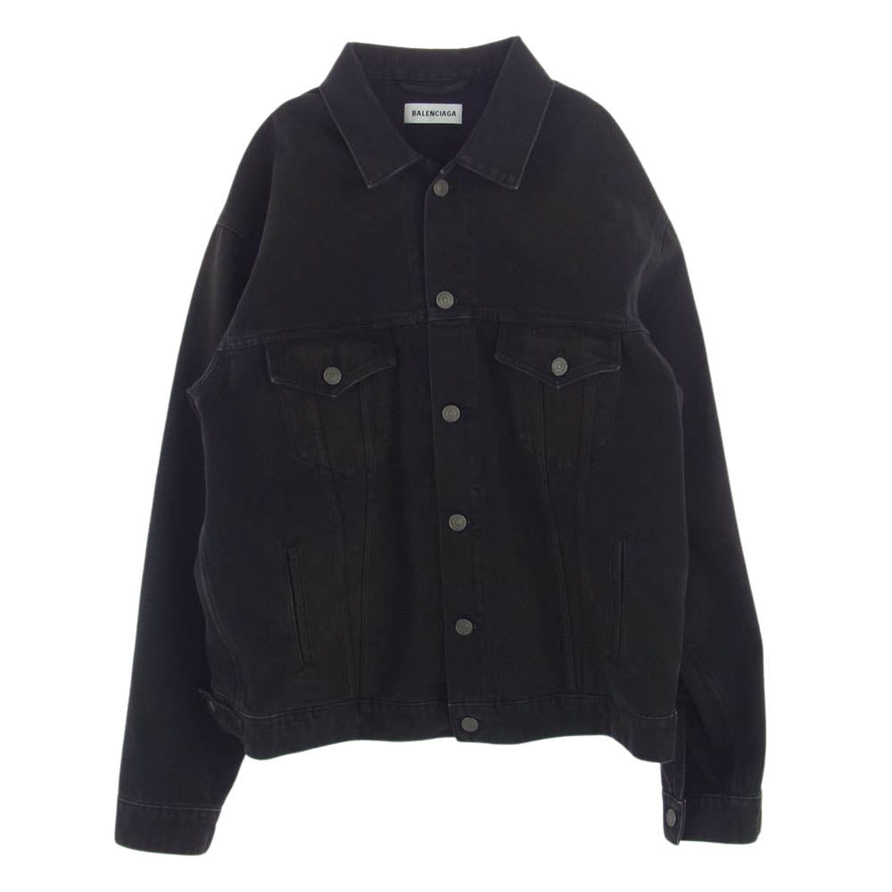 BALENCIAGA バレンシアガ 19AW 583432 TEW35 バックエンブロイダリー オーバーサイズ デニムジャケット Gジャン ブラック系 34【中古】
